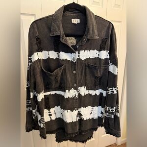 NWOT POL Distressed Denim Jacket